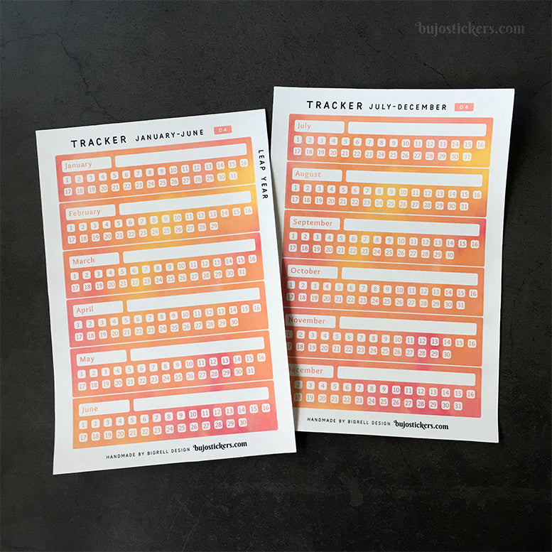 Monthly Tracker January-December 01 – 20 colours