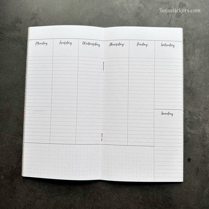 SECONDS – Traveler's Notebook  – Regular size – Vertical Weekly Calendar