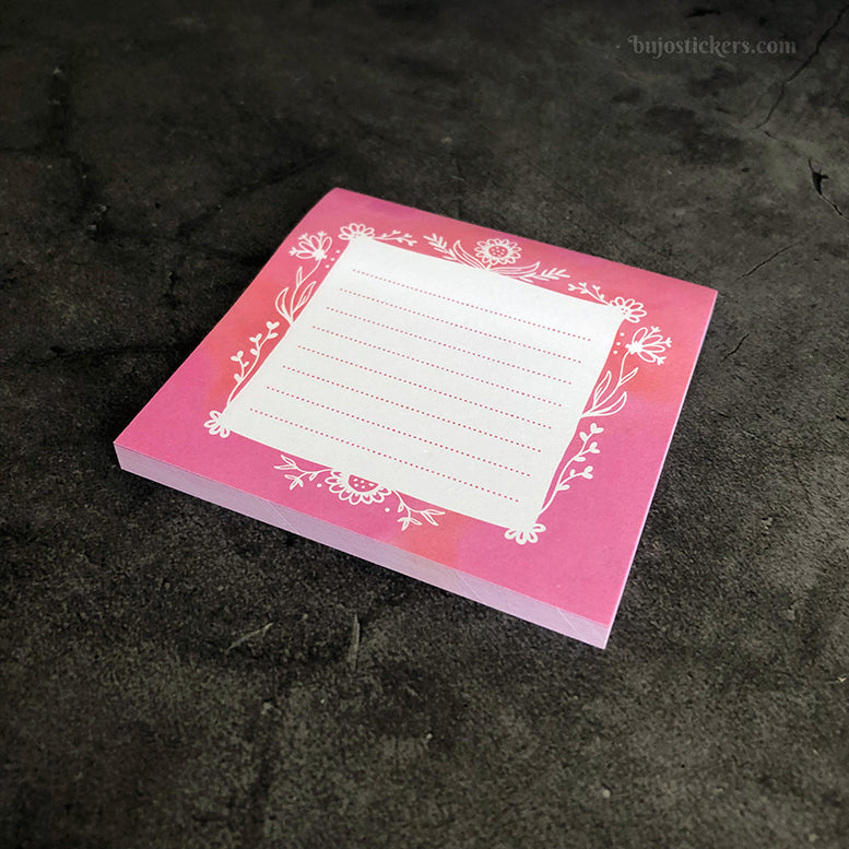 Sticky Notes 06 • Pink floral – bujostickers