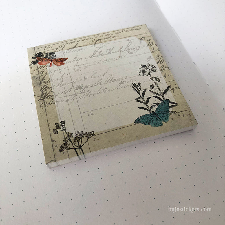 Sticky Notes 07 • Vintage style botanics and butterflies