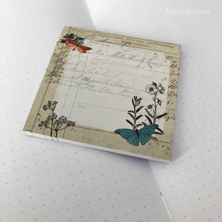 Sticky Notes 07 • Vintage style botanics and butterflies