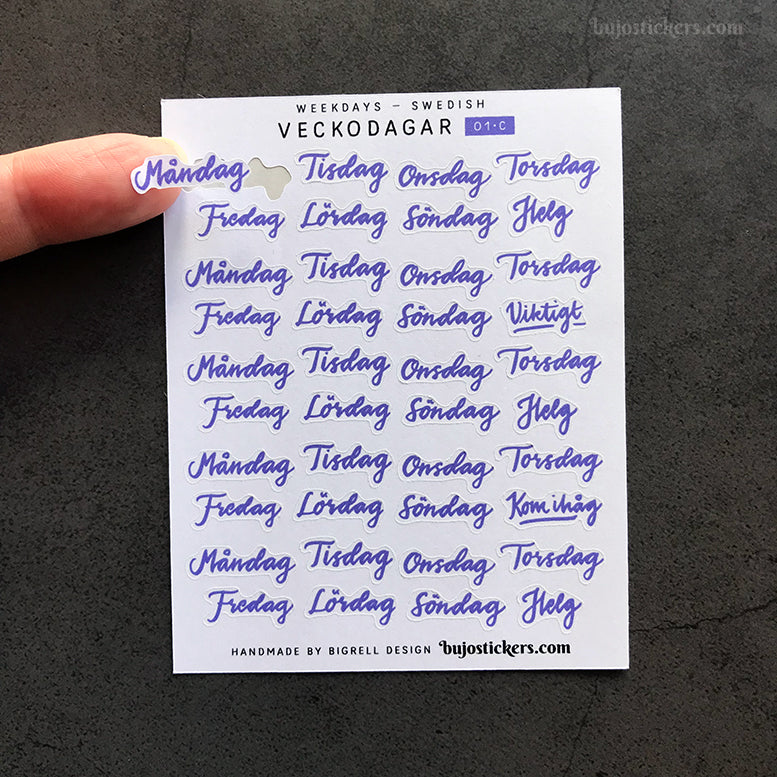 Veckodagar 01 • 9 colour options • Weekdays in Swedish