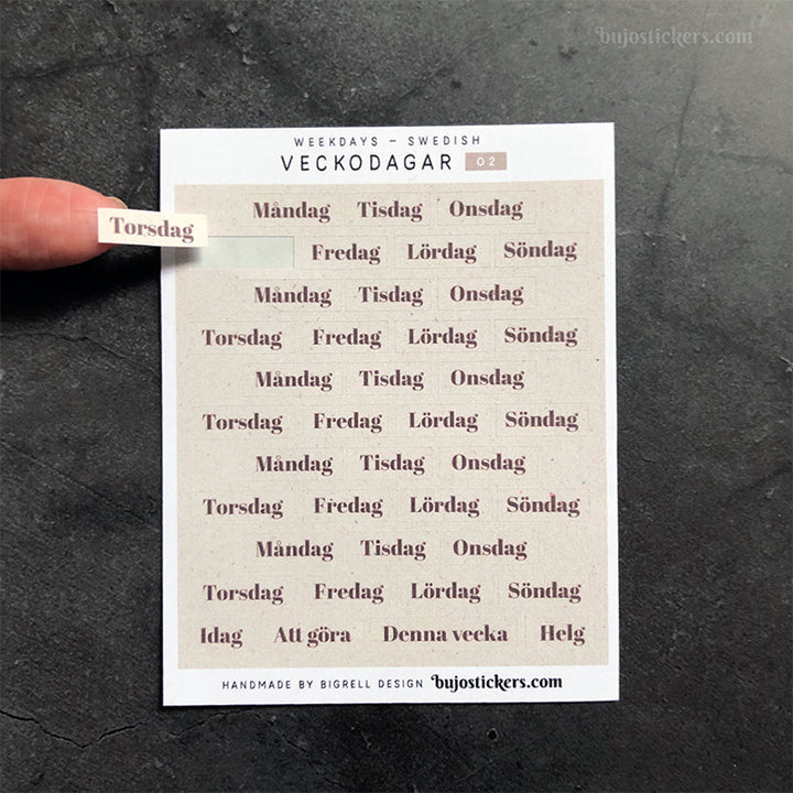 Veckodagar 02 • Weekdays in Swedish