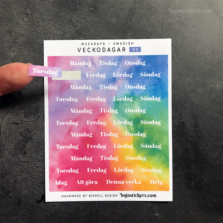 Veckodagar 03 • Weekdays in Swedish