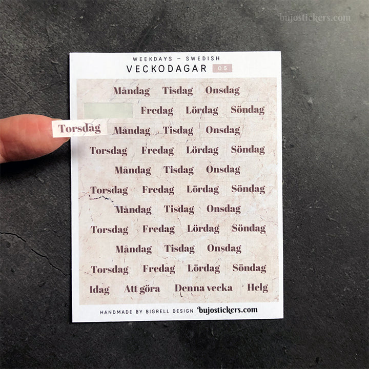 Veckodagar 05 • Weekdays in Swedish