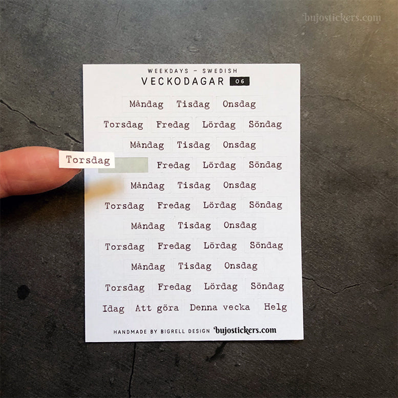 Veckodagar 06 • Weekdays in Swedish
