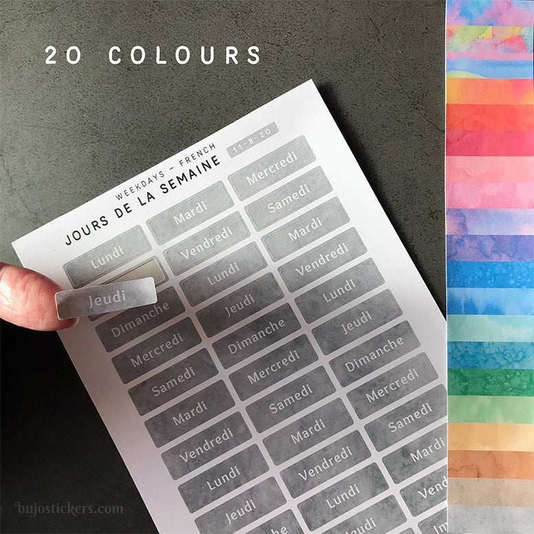Weekdays FRENCH 11 – Jours de la semaine – 20 colours