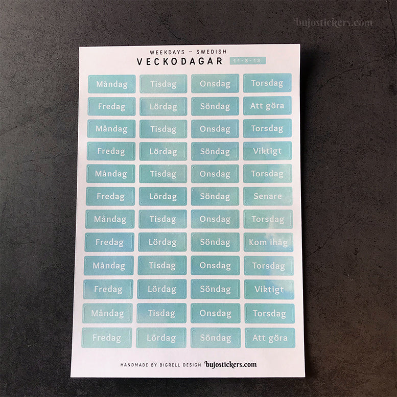 Veckodagar 11 • Weekdays in Swedish
