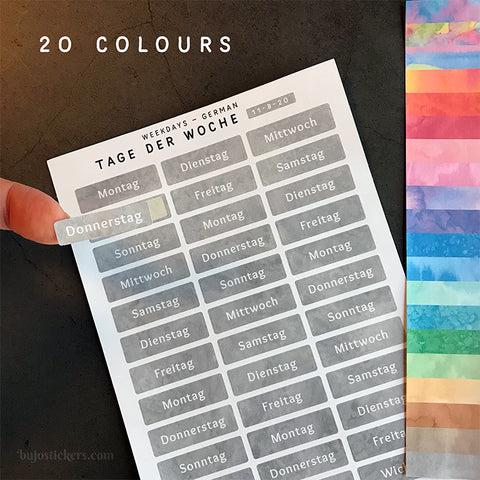 Weekdays GERMAN 11 – Tage der woche – 20 colours