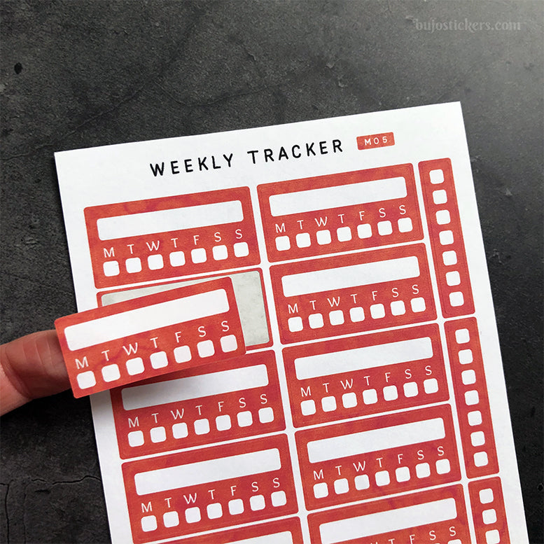 Weekly Tracker 01 – Monday or Sunday start – 20 colours