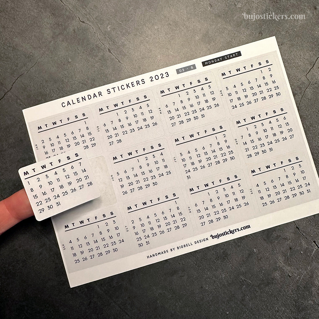 Calendar stickers 03-B - Monday start - Select year – bujostickers