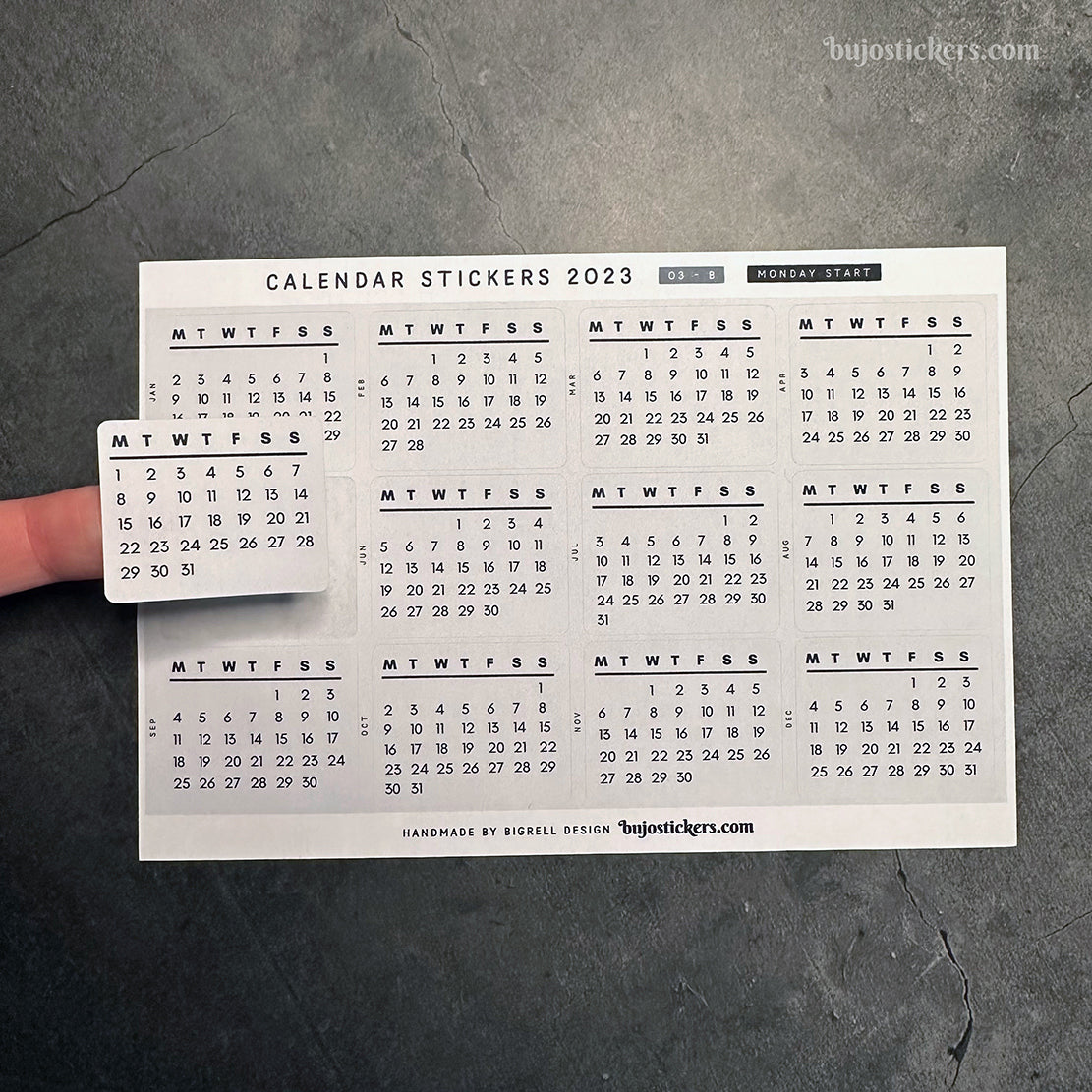 Calendar stickers 03-B - Monday start - Select year – bujostickers