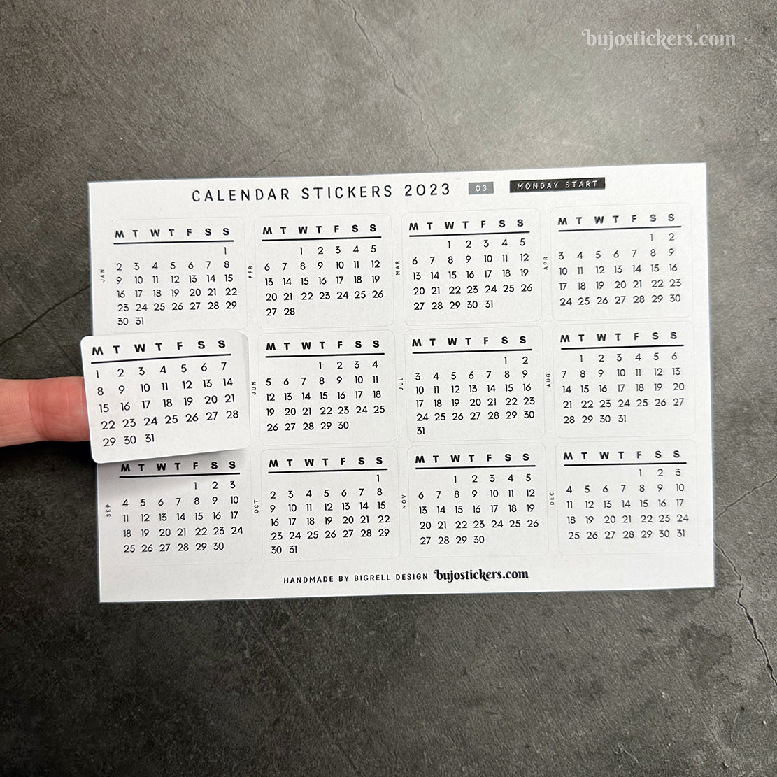 Calendar stickers 03 - Monday start - Select year