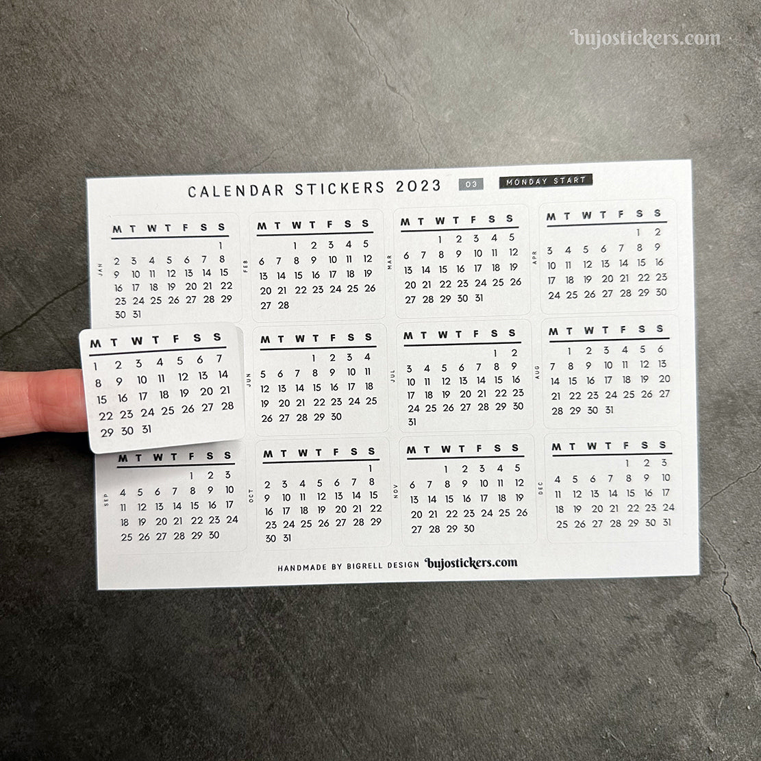 Calendar stickers 03 - Monday start - Select year – bujostickers