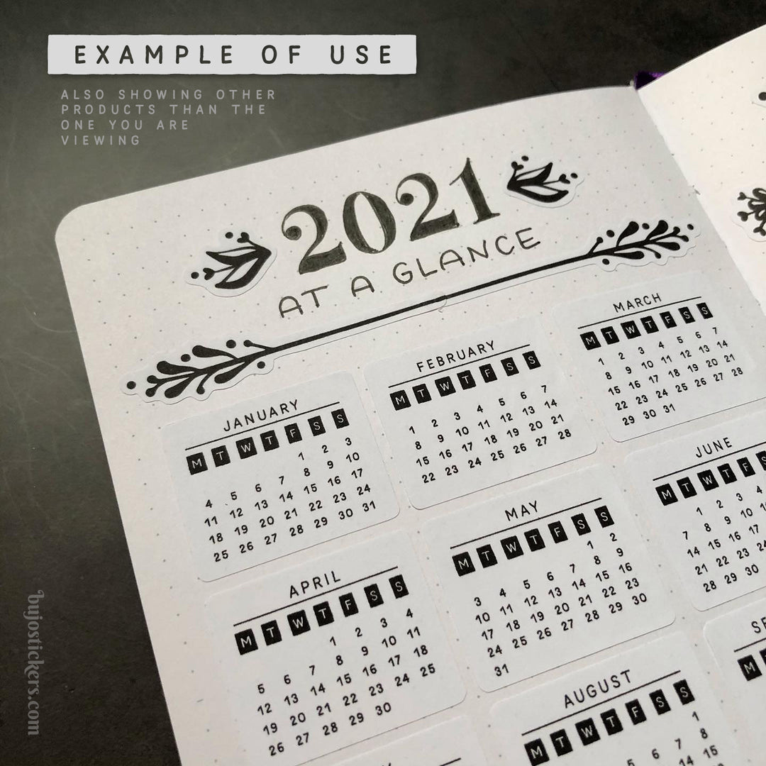 Calendar stickers STYLE 01 - Monday start - Select year