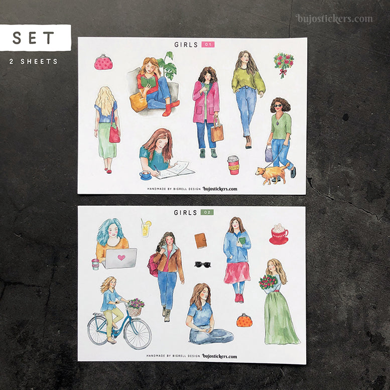 Girls SET of 2 • Girls 01 + 02 – bujostickers