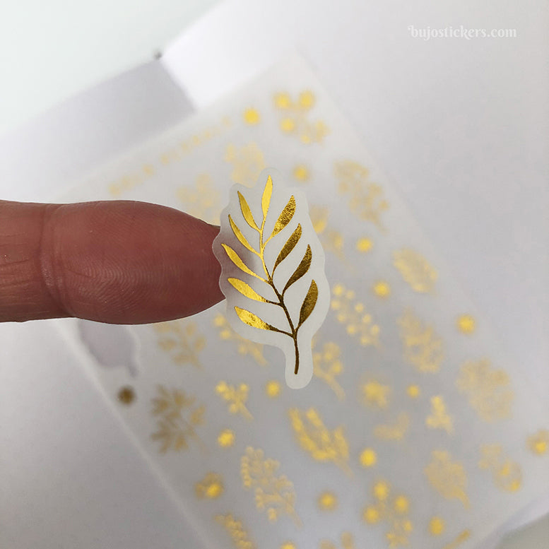 Gold florals • Gold foil washi stickers