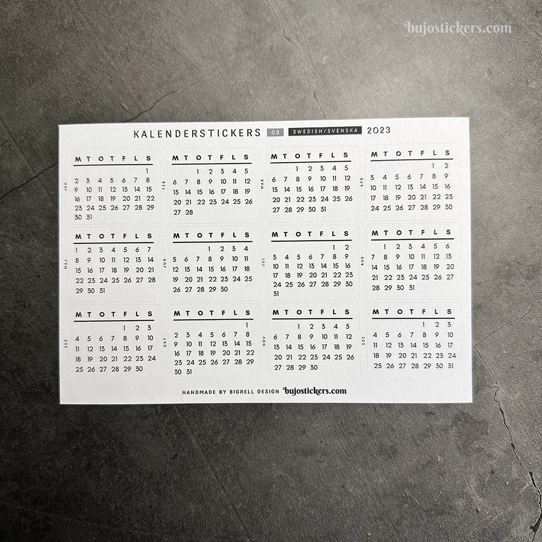 Kalenderstickers 03 • Calendar stickers in Swedish