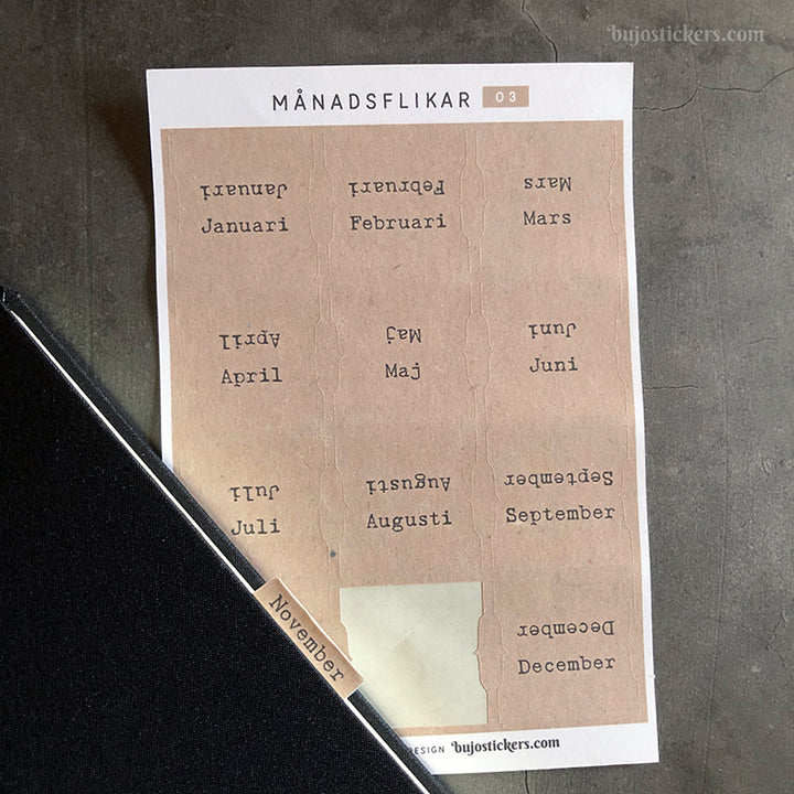 Månadsflikar 03 - Swedish Monthly tab stickers 🇸🇪