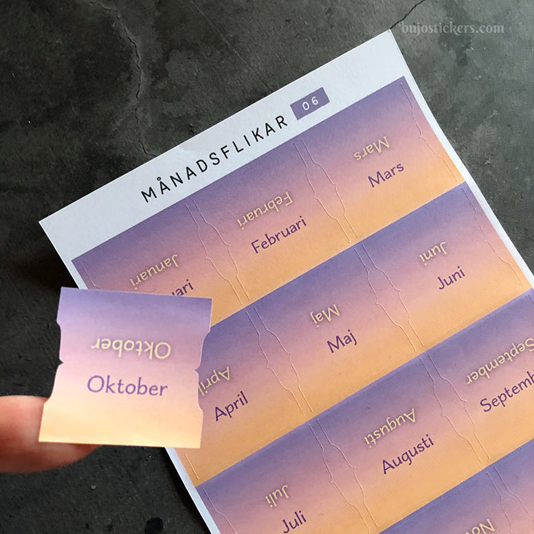 Månadsflikar 06 - Swedish Monthly tab stickers 🇸🇪