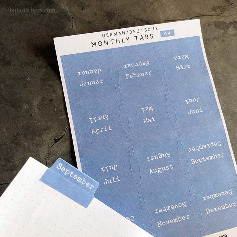 German Monthly tab stickers 04