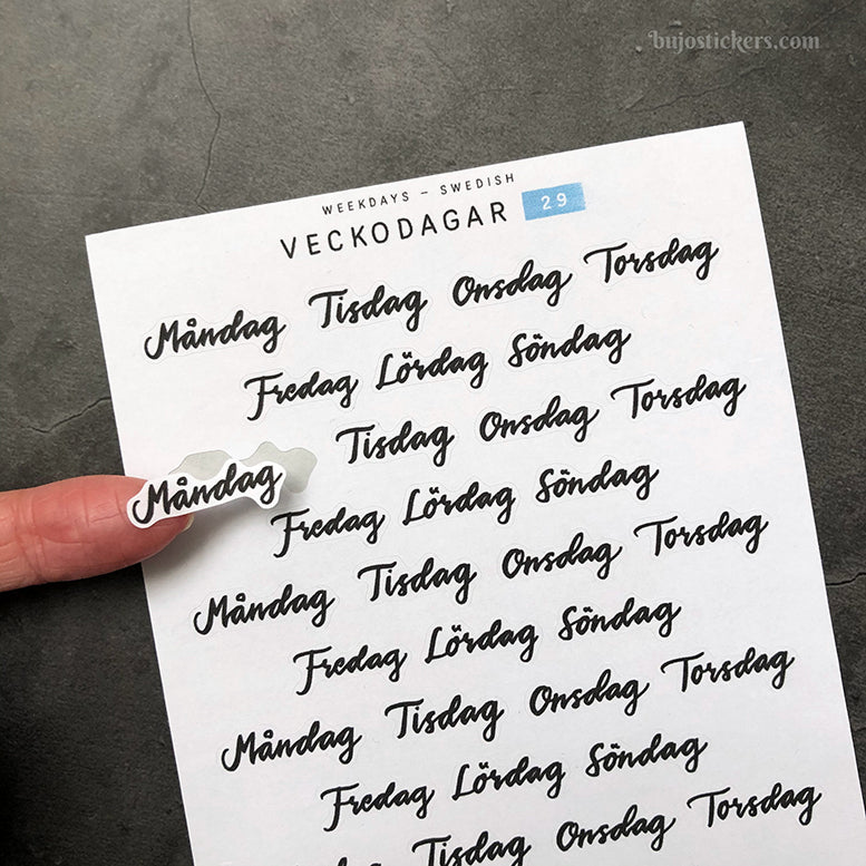 Veckodagar 29 • Weekdays in Swedish