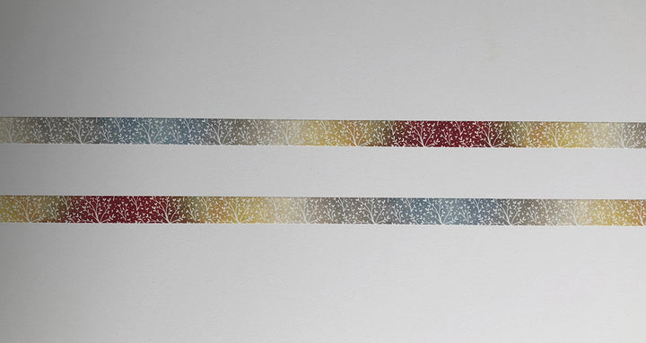 Washi tape 007 • Floral pattern on grey, yellow, red watercolour background • 15 mm x 10 m