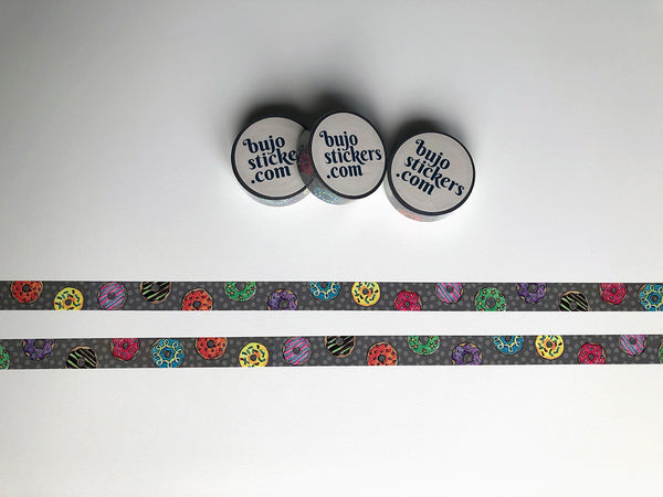 Washi tape 014 • Donuts in rainbow colours • 15 mm x 10 m