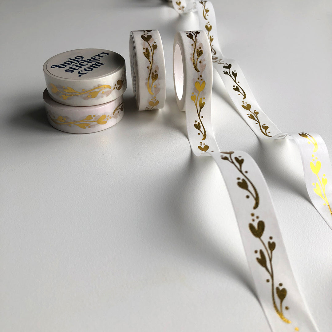 Washi tape 024 • Gold foil on white background • 15 mm x 10 m