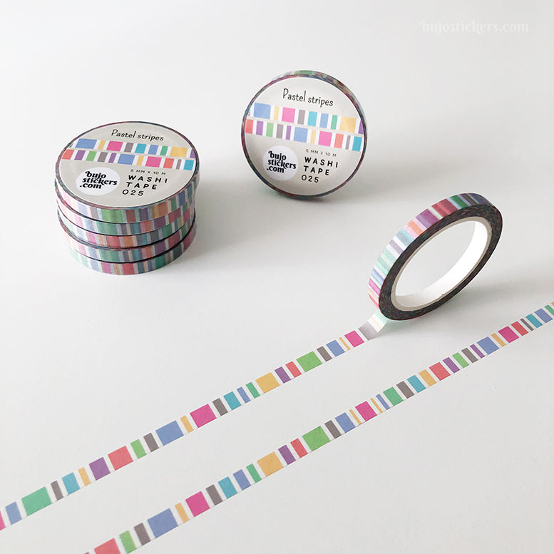 Washi tape 025 • Pastel stripes • 5 mm x 10 m