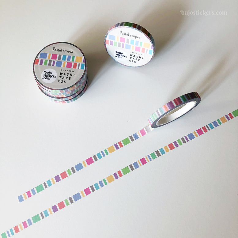 Washi tape 025 • Pastel stripes • 5 mm x 10 m