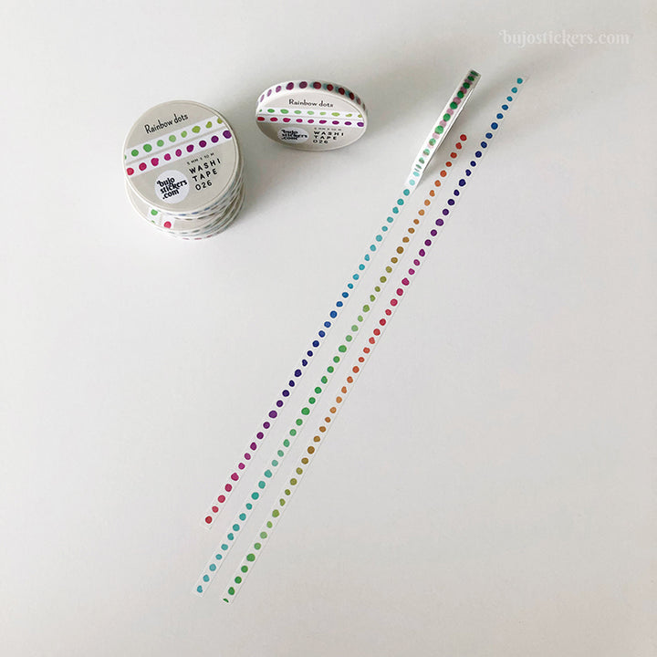 Washi tape 026 • Rainbow dots • 5 mm x 10 m