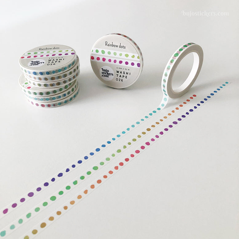 Washi tape 026 • Rainbow dots • 5 mm x 10 m