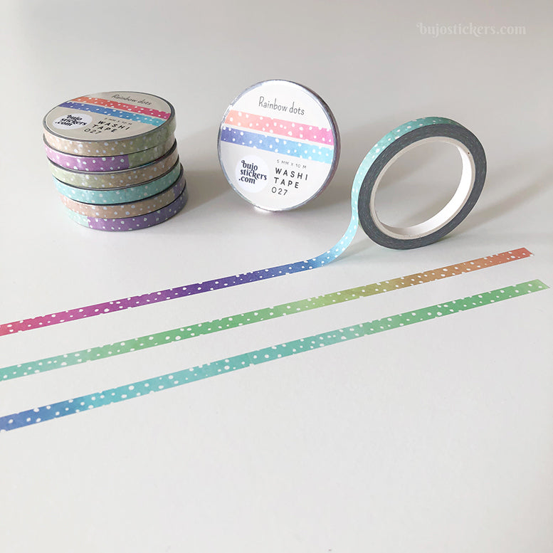 Washi tape 027 • Rainbow dots • 5 mm x 10 m