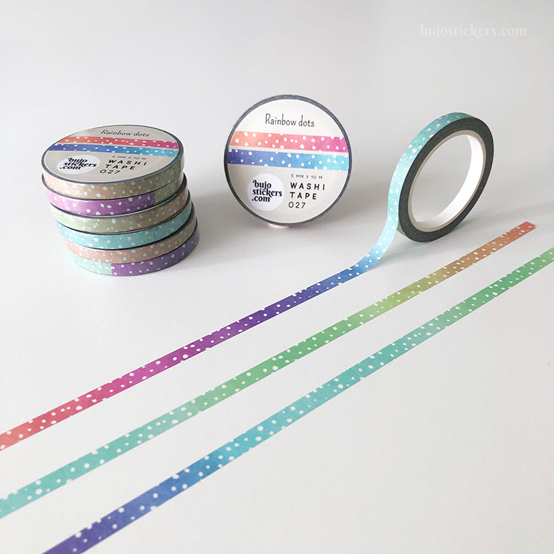 Washi tape 027 • Rainbow dots • 5 mm x 10 m