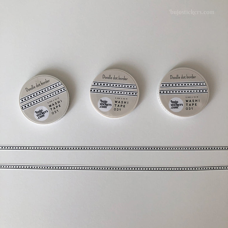 Washi tape 031 • Doodle border in black and white • 5 mm x 10 m