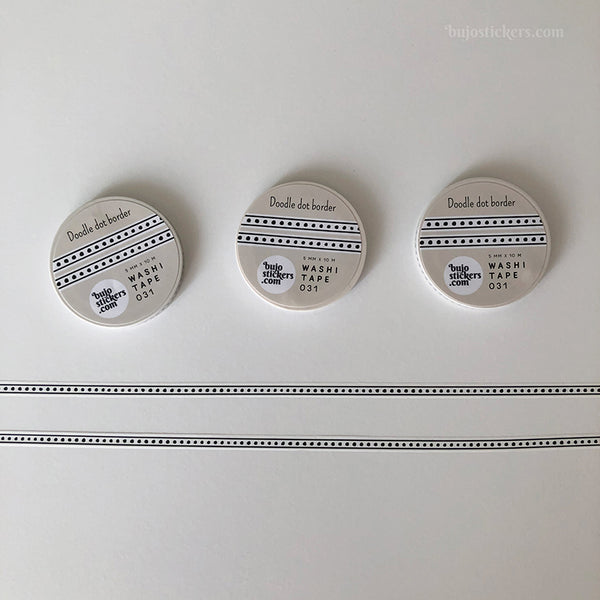 Washi tape 031 • Doodle border in black and white • 5 mm x 10 m