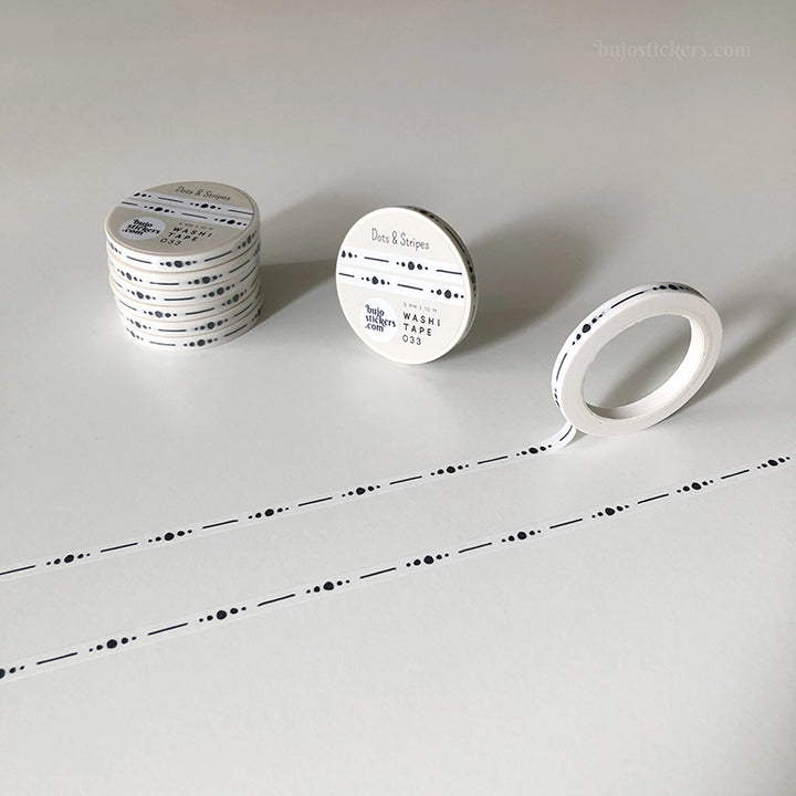 Washi tape 033 • Dots & Stripes • Border and divider tape • 5 mm x 10 m