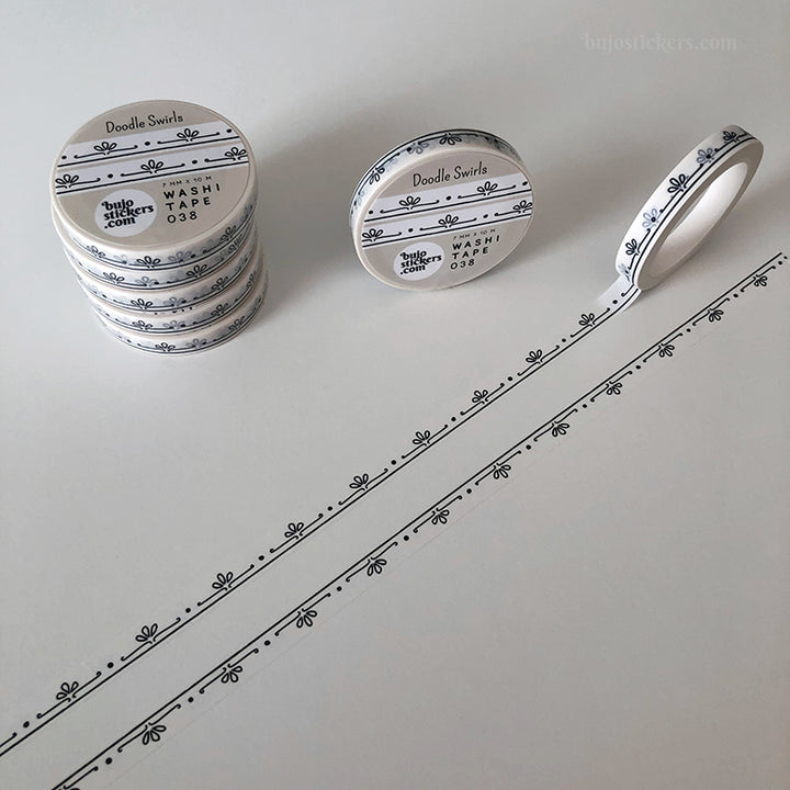 Washi tape 038 • Doodle Swirls • 7 mm x 10 m