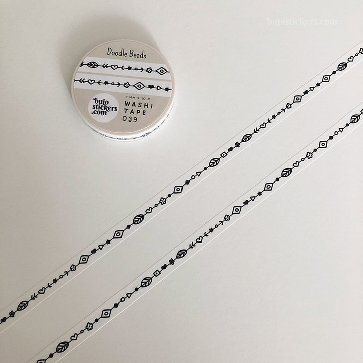 Washi tape 039 • Doodle Beads •  7 mm x 10 m
