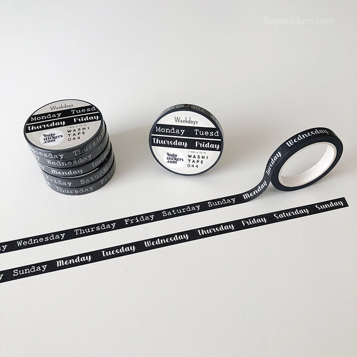 Washi tape 044 • Weekdays Black •  7 mm x 10 m