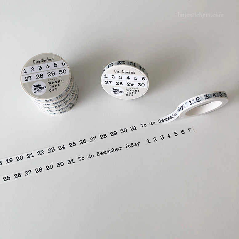 Washi tape 045 • Date numbers 1-31 • 7 mm x 10 m