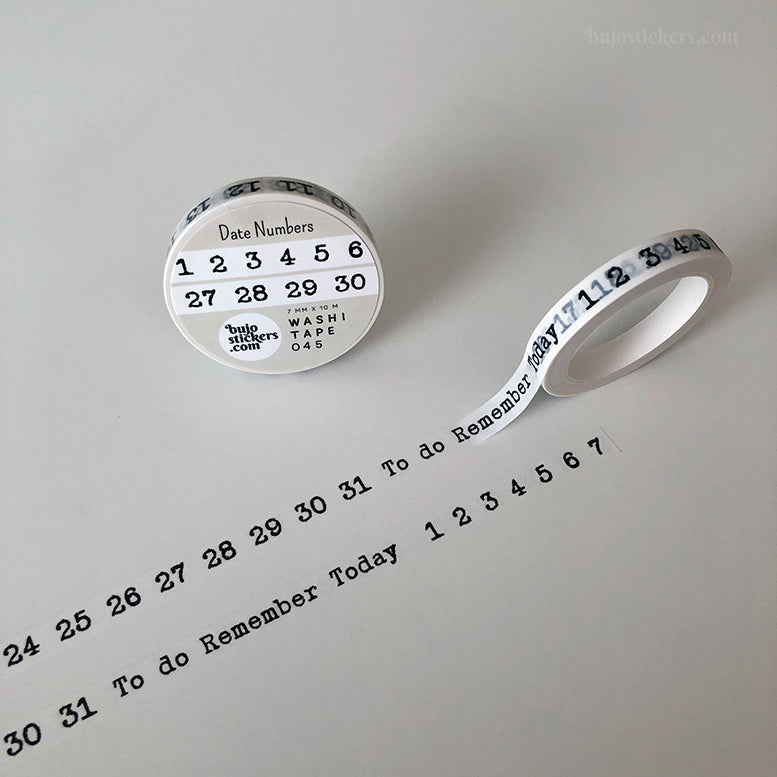 Washi tape 045 • Date numbers 1-31 • 7 mm x 10 m