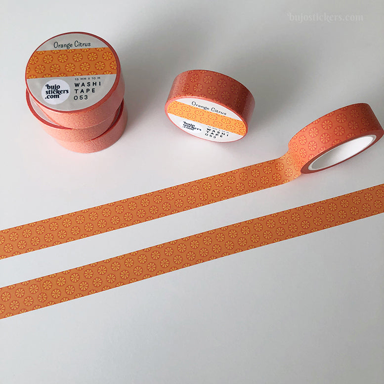 Washi tape 053 • Orange citrus pattern • 15 mm x 10 m