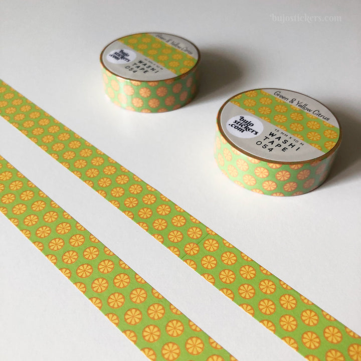 Washi tape 054 • Green & Yellow Citrus • 15 mm x 10 m