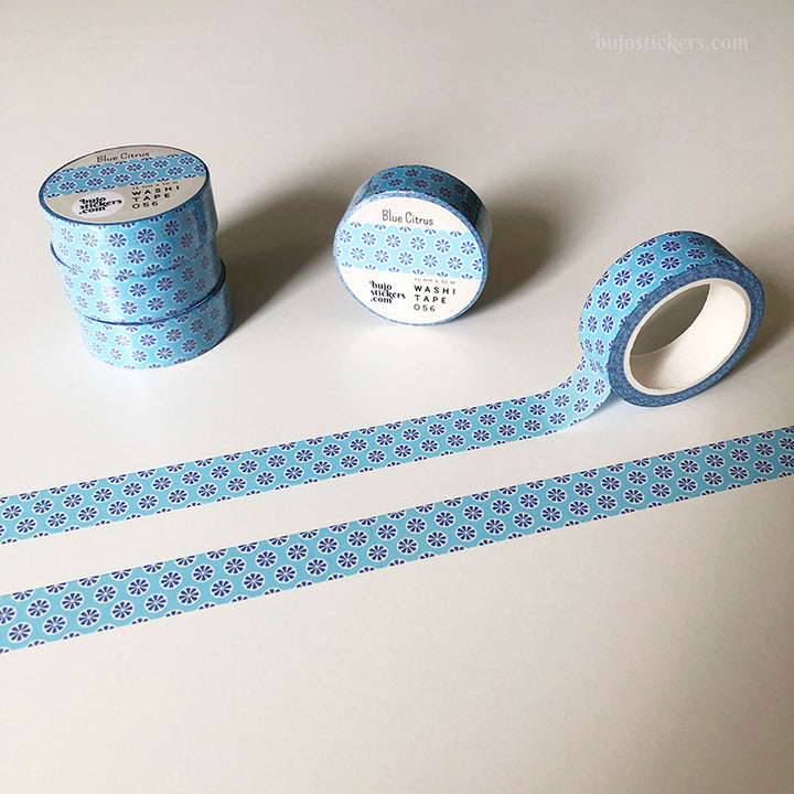 Washi tape 056 • Blue Citrus • 15 mm x 10 m