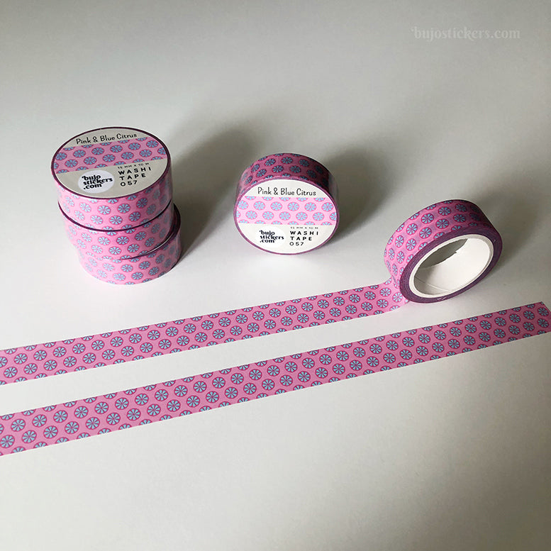 Washi tape 057 • Pink & Blue Citrus • 15 mm x 10 m