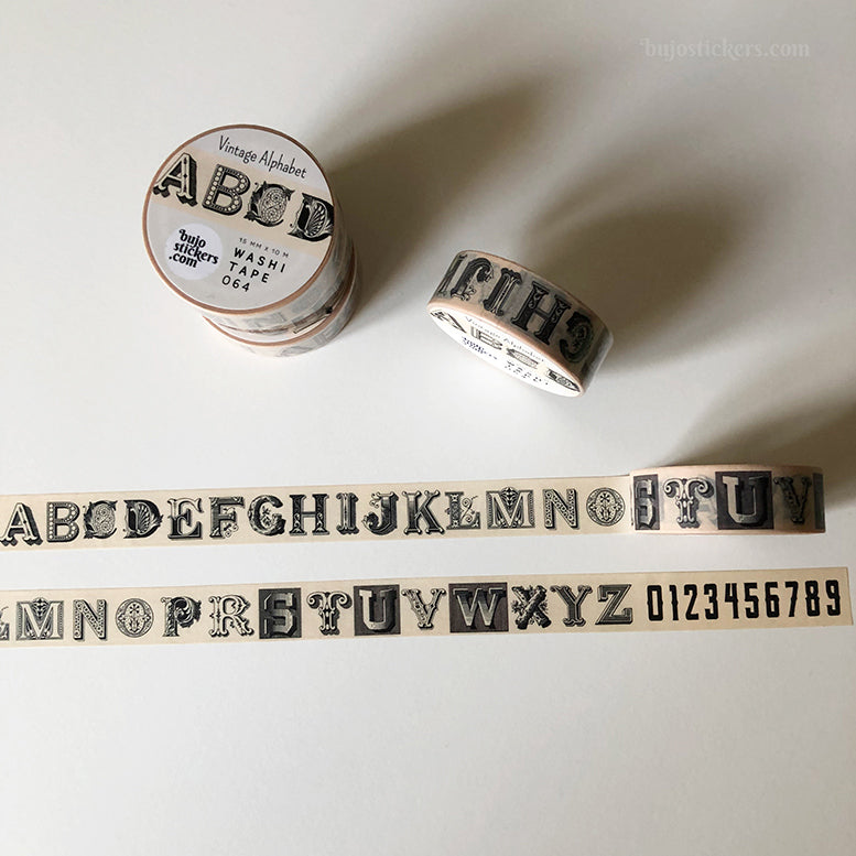 Washi tape 064 • Vintage Alphabet • 15 mm x 10 m