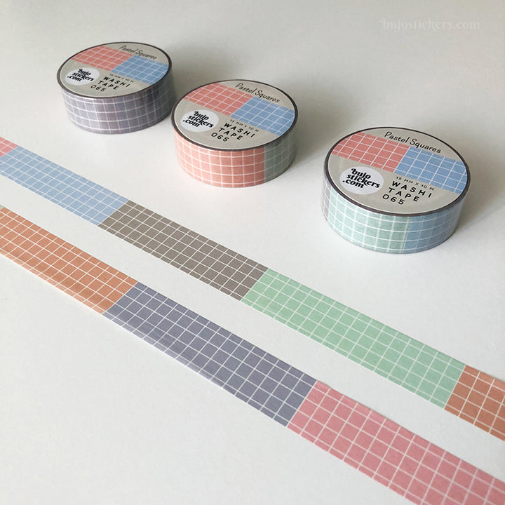 Washi tape 065 • Pastel squares • 15 mm x 10 m
