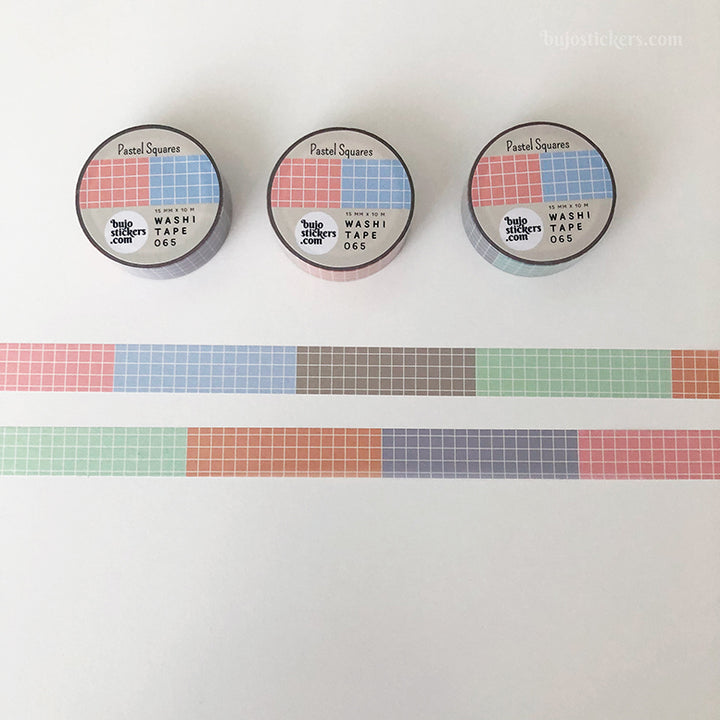 Washi tape 065 • Pastel squares • 15 mm x 10 m